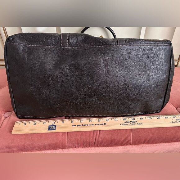 GUCCI Guccissima GG Auth Commuter Tote Brown Leather Unisex EUC - Picture 9 of 14
